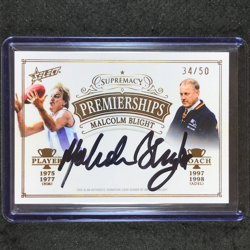 2024 Select AFL Supremacy MALCOM BLIGHT Premierships Player and Coach Auto 34/50