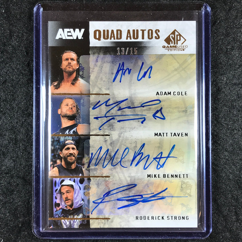 2025 AEW SP Game Used COLE TAVEN BENNETT STRONG Quad Autographs 13/15