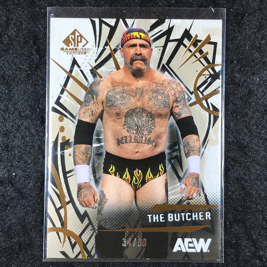2025 AEW SP Game Used THE BUTCHER Base Gold 34/99 #80