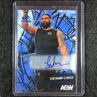 2025 AEW SP Game Used SATNAM SINGH Base Autograph Blue #14