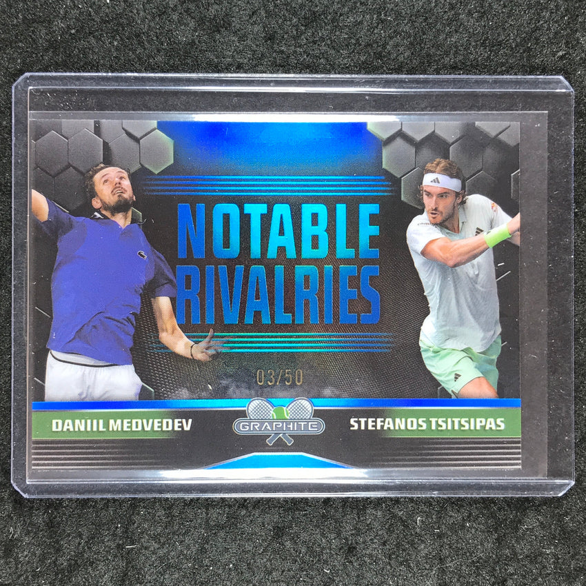 2024 Topps Graphite Tennis DANIIL MEDVEDEV TSITSIPAS Notable Rivalries Blue 3/50