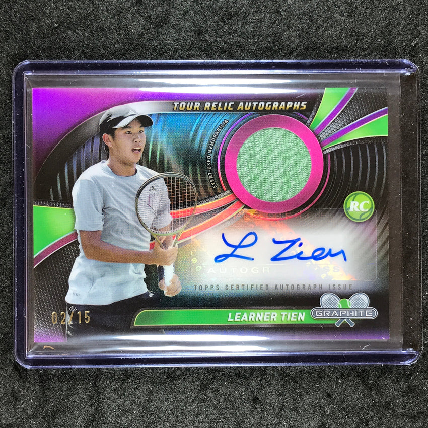 2024 Topps Graphite Tennis LEARNER TIEN Tour Relic Auto Rookie Pink 2/15 #LTN