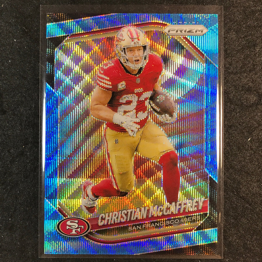 2025 Prizm Football CHRISTIAN MCCAFFREY Base Blue Wave /230 #156