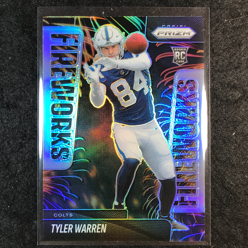 2025 Prizm Football TYLER WARREN Fireworks Rookie Silver #12