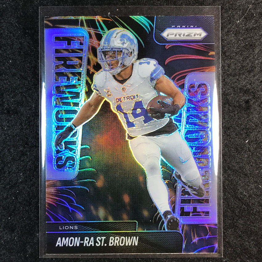 2025 Prizm Football AMON-RA ST. BROWN Fireworks Silver #16