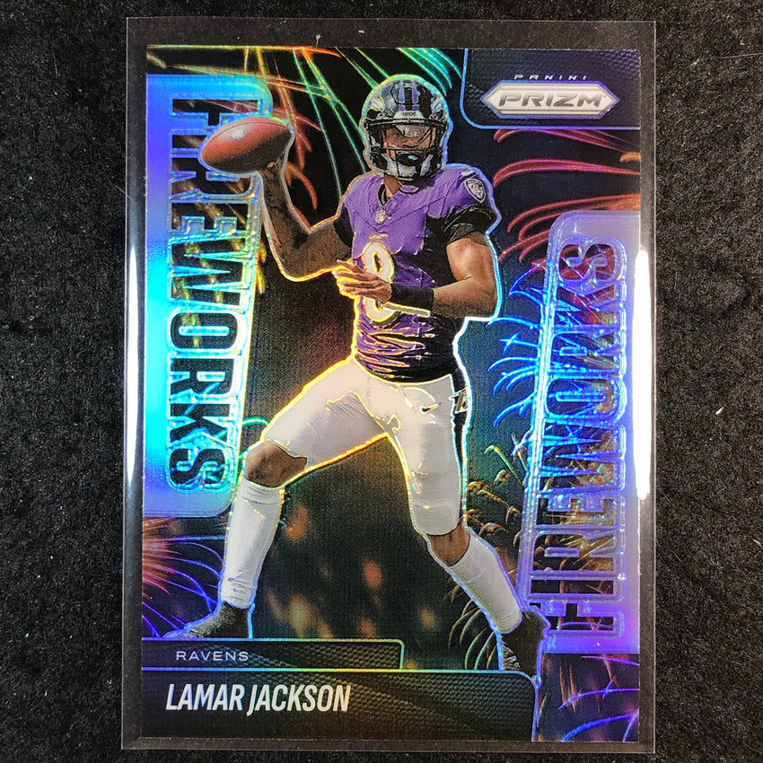 2025 Prizm Football LAMAR JACKSON Fireworks Silver #22
