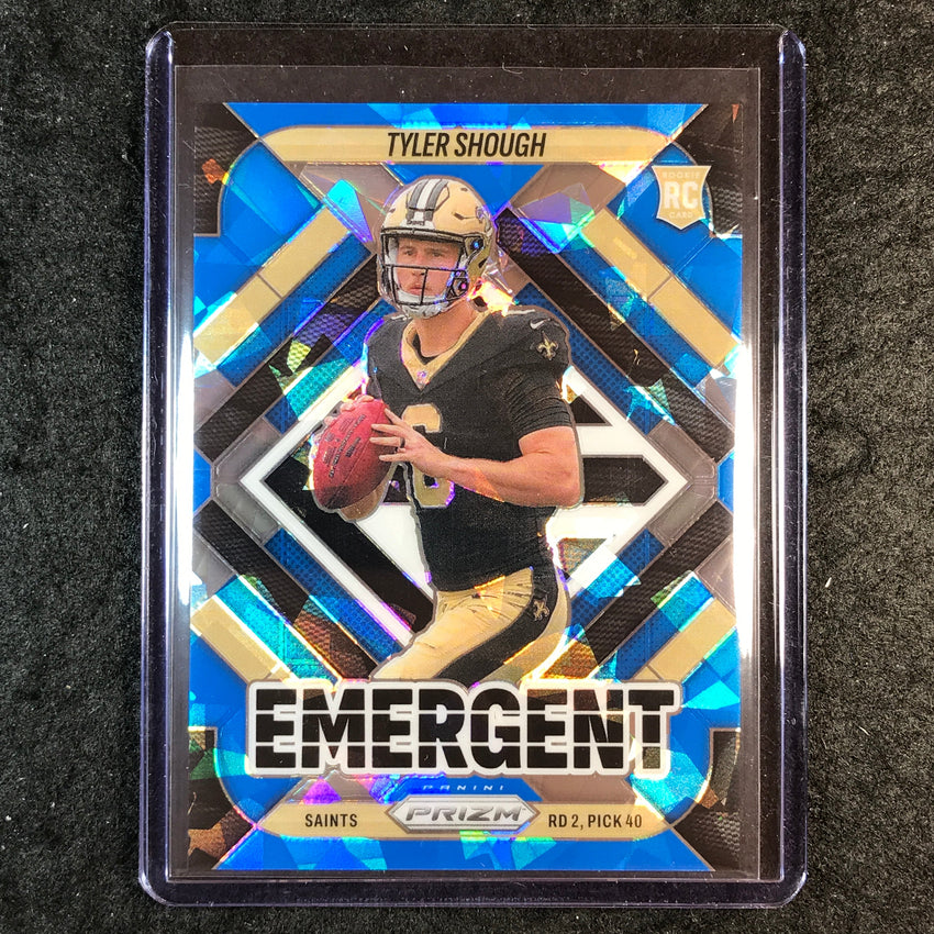 2025 Prizm Football TYLER SHOUGH Emergent Rookie Blue Ice 52/99 #8