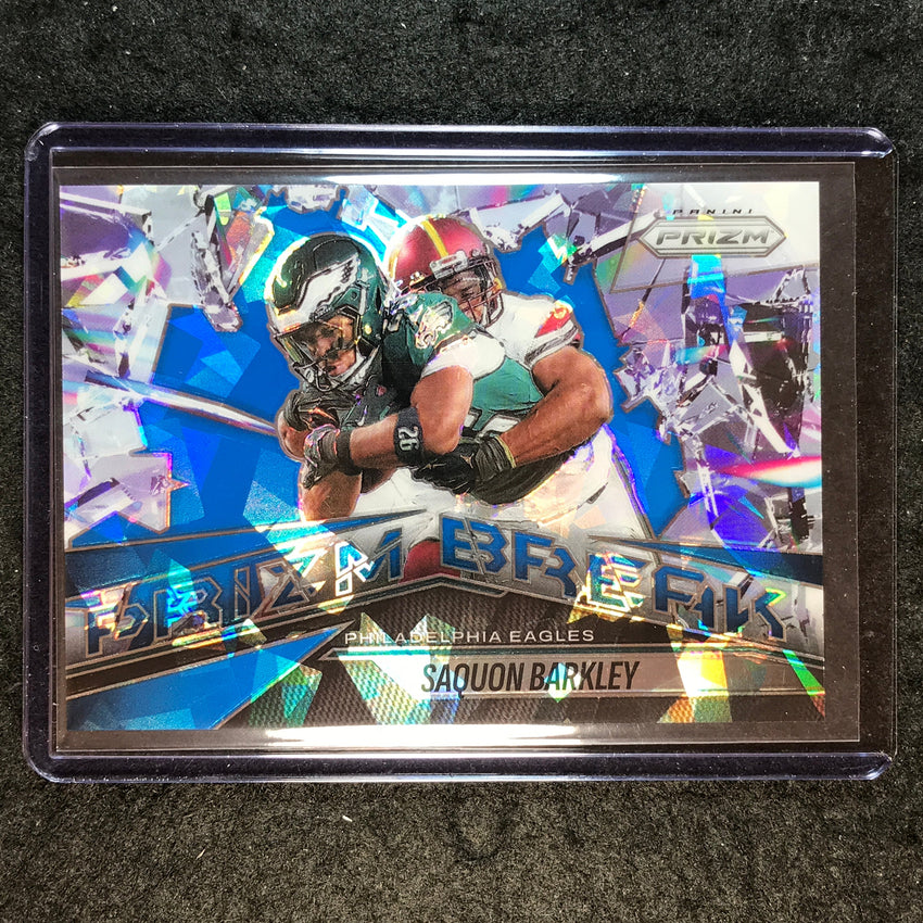 2025 Prizm Football SAQUAN BARKLEY Prizm Break Blue Ice 65/99 #9