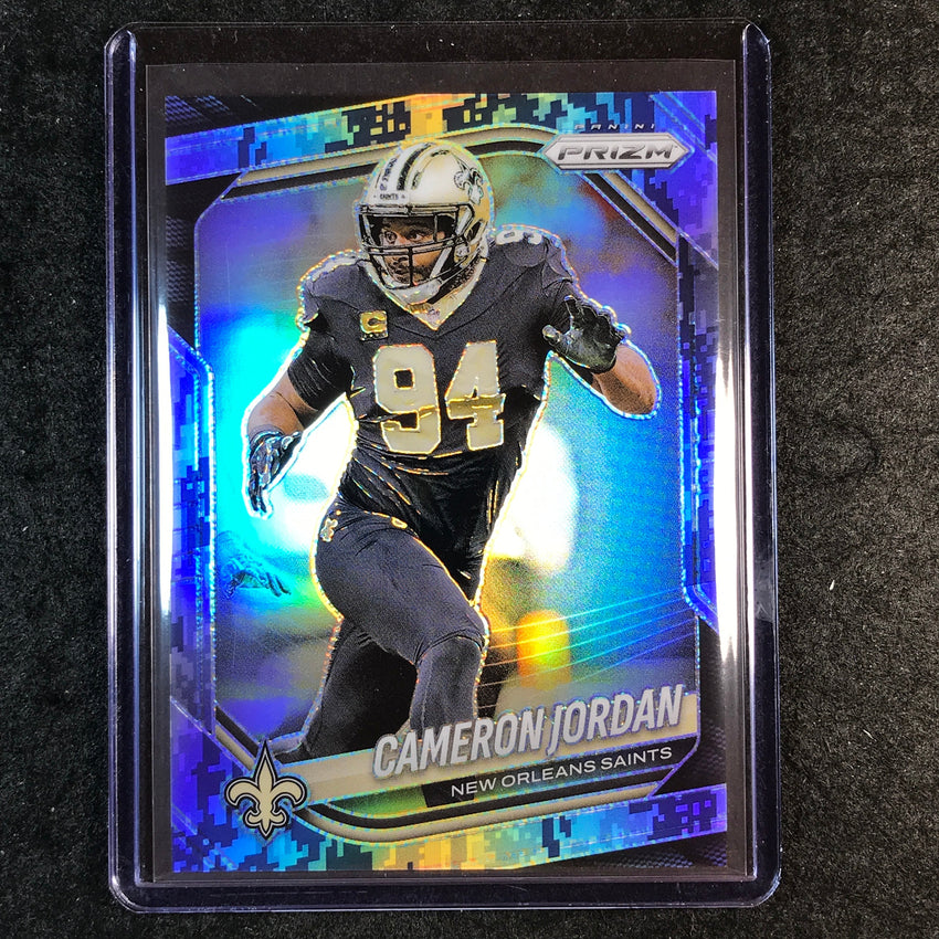 2025 Prizm Football CAMERON JORDAN Base Navy Camo 18/25 #199