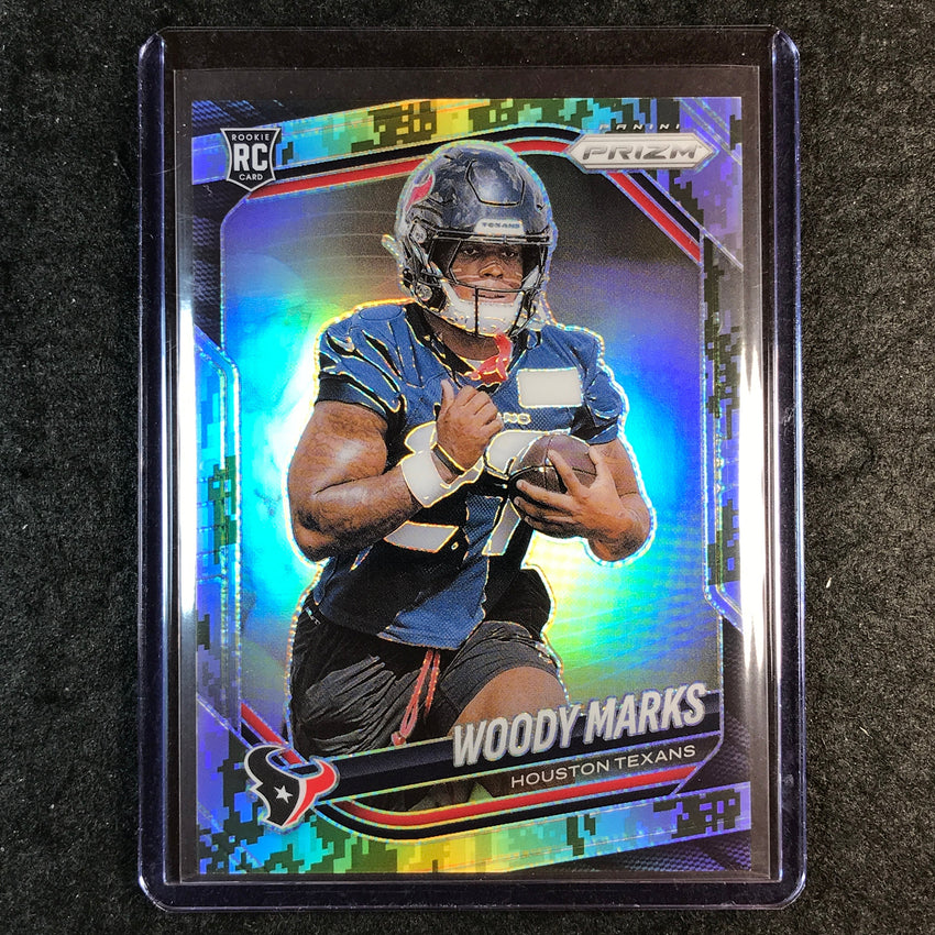 2025 Prizm Football WOODY MARKS Rookie Base Forest Camo 10/15 #395