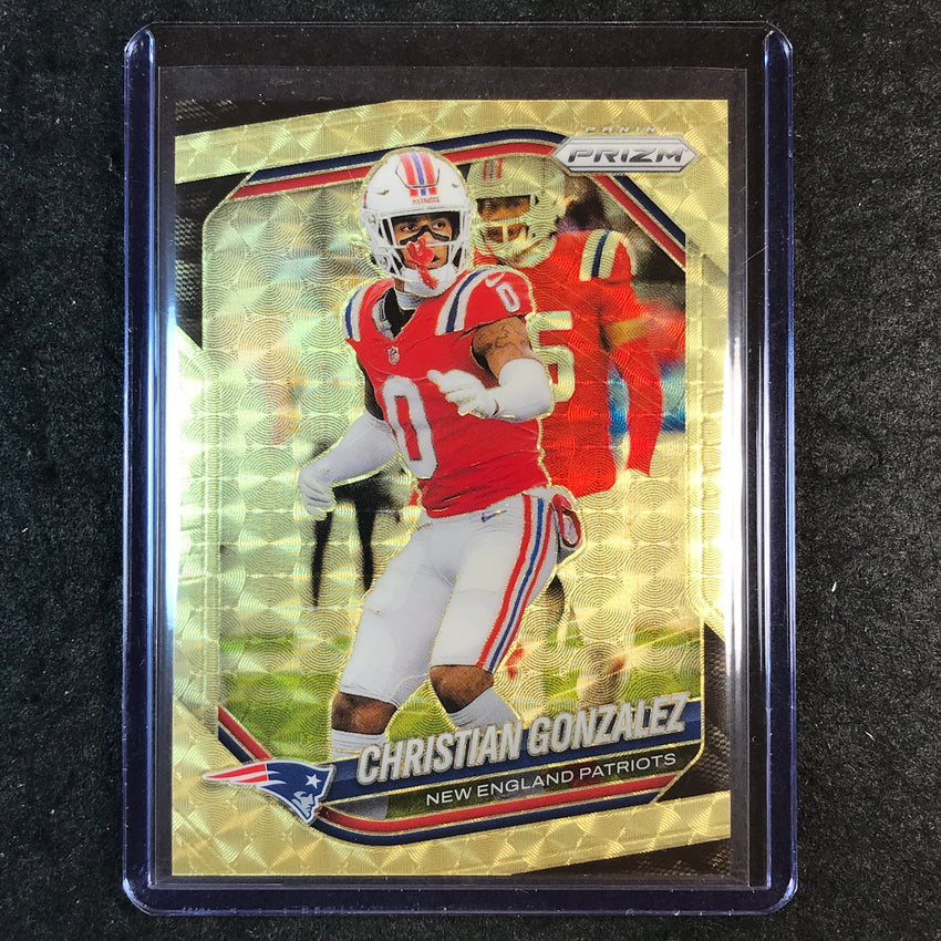 2025 Prizm Football CHRISTIAN GONZALEZ Base Gold Vinyl 3/5 #176