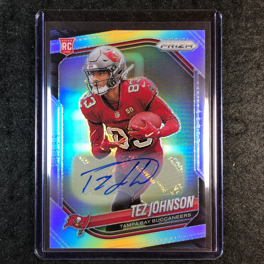 2025 Prizm Football TEZ JOHNSON Base Rookie Auto Silver #381