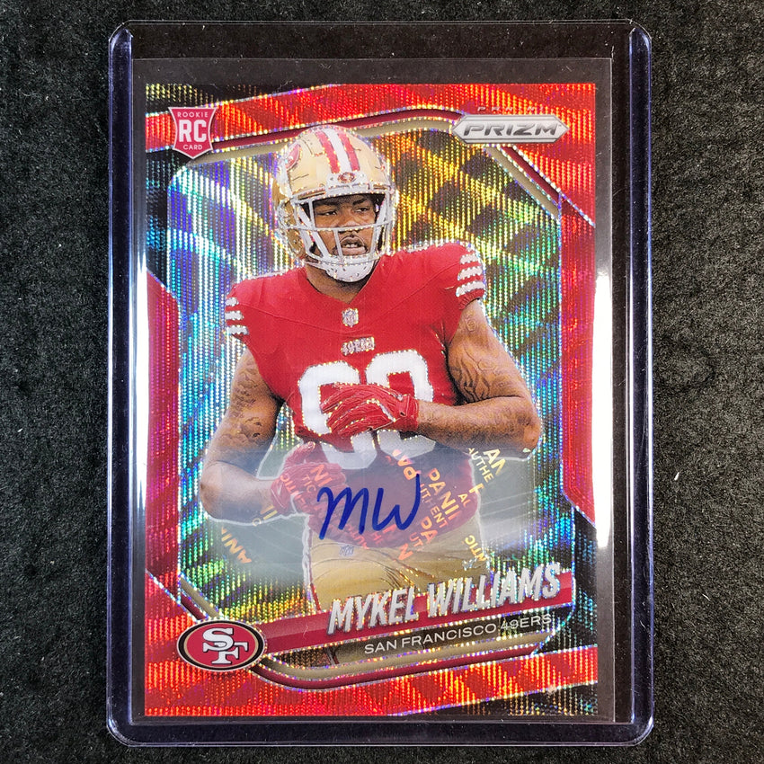 2025 Prizm Football MYKEL WILLIAMS Base Rookie Auto Red Wave 146/149