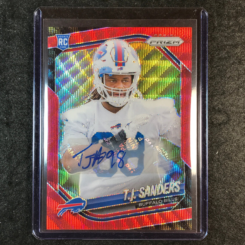 2025 Prizm Football T.J. SANDERS Base Rookie Auto Red Wave 141/149