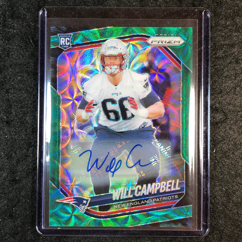 2025 Prizm Football WILL CAMPBELL Base Rookie Auto Green Scope 63/75