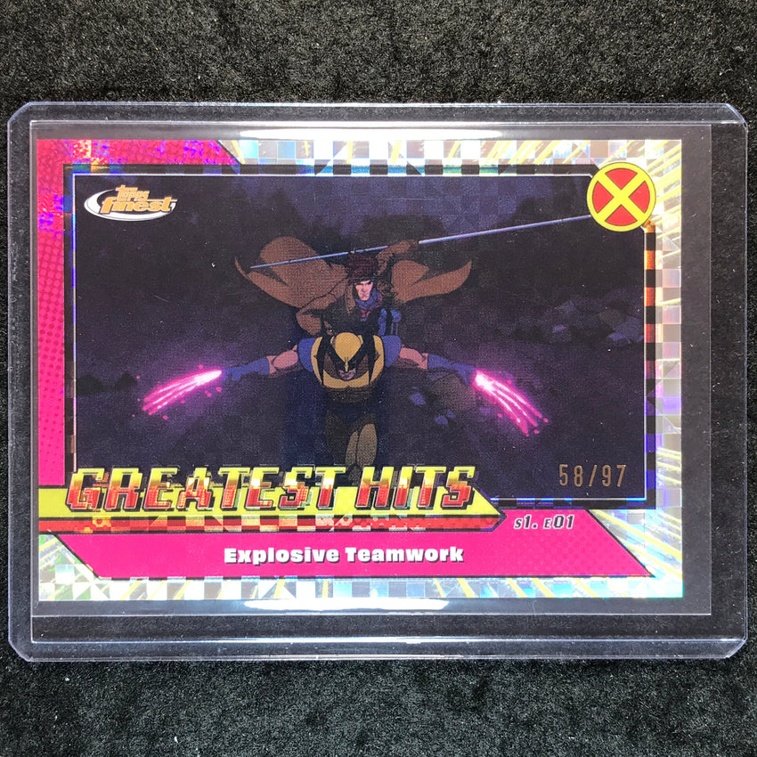 2025 Topps Finest X-Men '97 EXPLOSIVE TEAMWORK Greatest Hits X-Fractor 58/97 #3