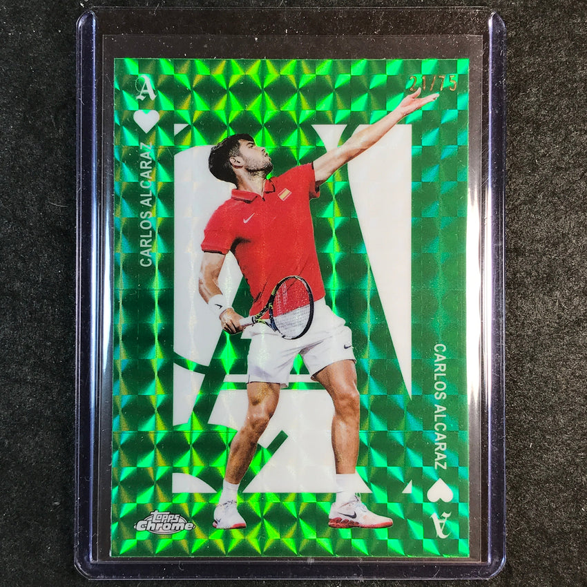 2025 Topps Chrome Tennis CARLOS ALCARAZ Aces Green Geometric 21/75