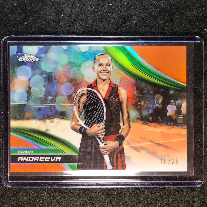 2025 Topps Chrome Tennis ERIKA ANDREVVA Orange Refractor 18/25