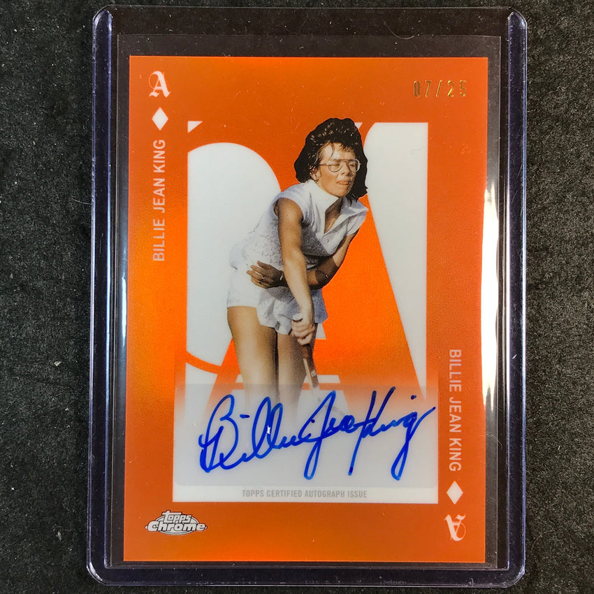 2025 Topps Chrome Tennis BILLIE JEAN KING Aces Auto Orange Refractor 7/25