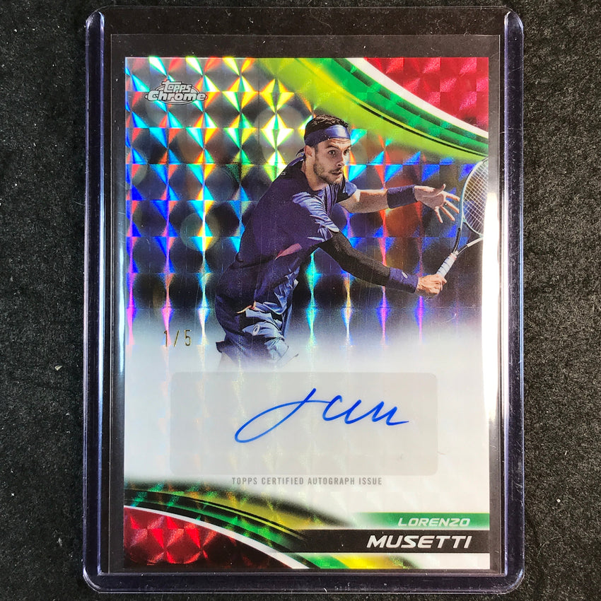 2025 Topps Chrome Tennis LORENZO MUSETTI Auto Red Geometric 1/5