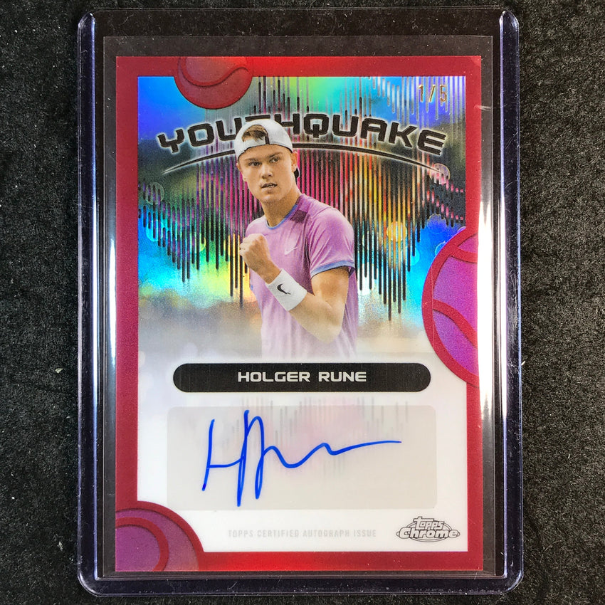 2025 Topps Chrome Tennis HOLGER RUNE Youthquake Auto Red Refractor 1/5