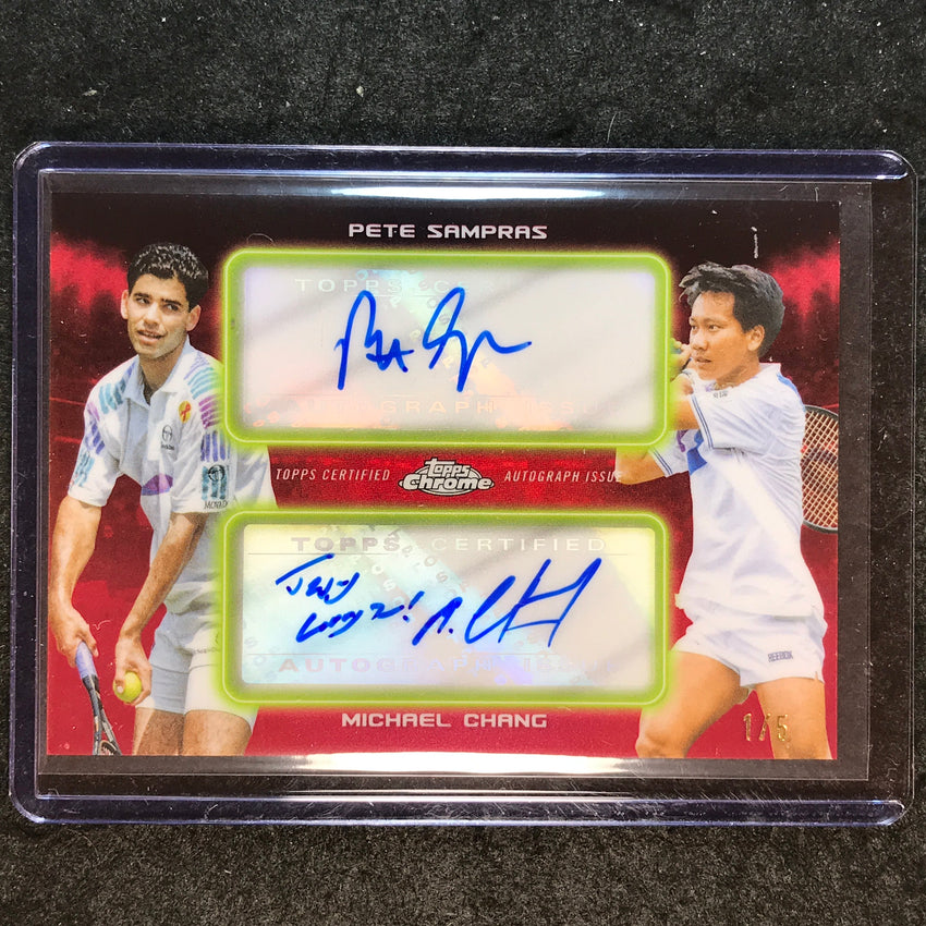 2025 Topps Chrome Tennis PETE SAMPRAS MICHAEL CHANG Dual Auto Red Refractor 1/5