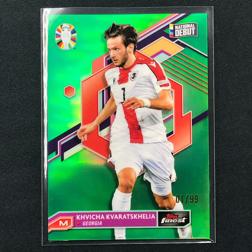 2023 Topps Finest Road To Uefa Khvicha Kvaratskhelia Base Green 1/99