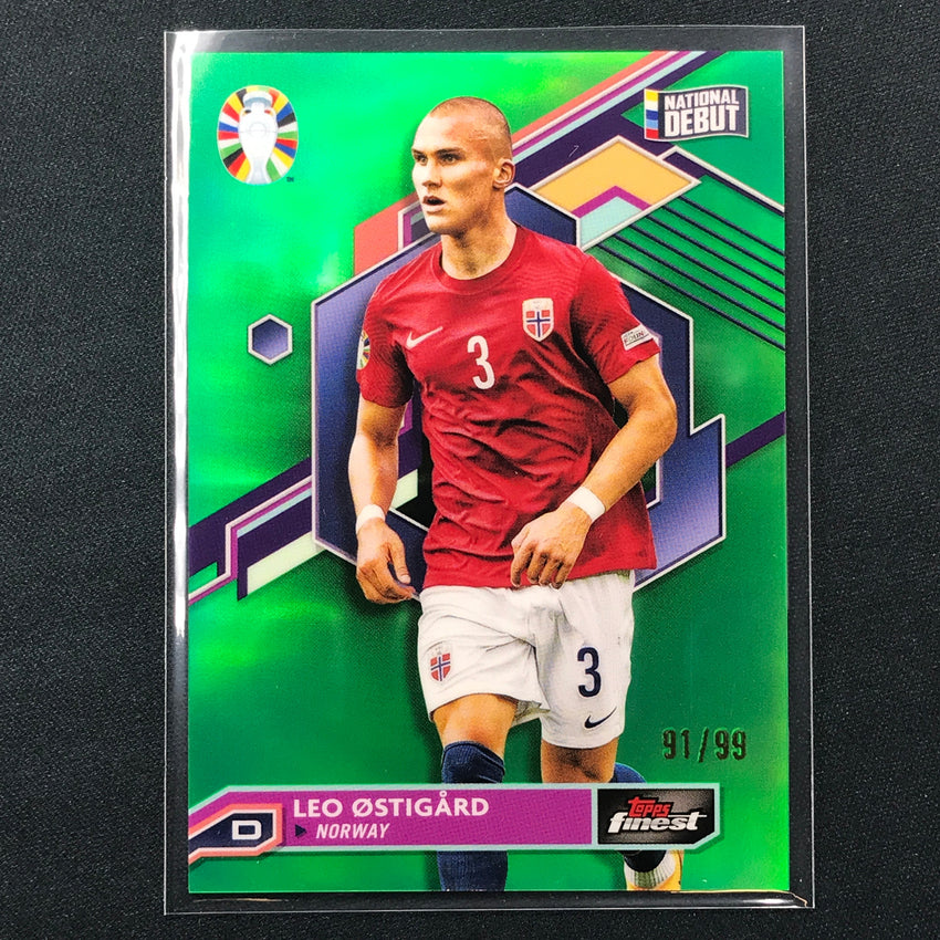 2023 Topps Finest Road To Uefa Leo Ostigard Base Green 91/99