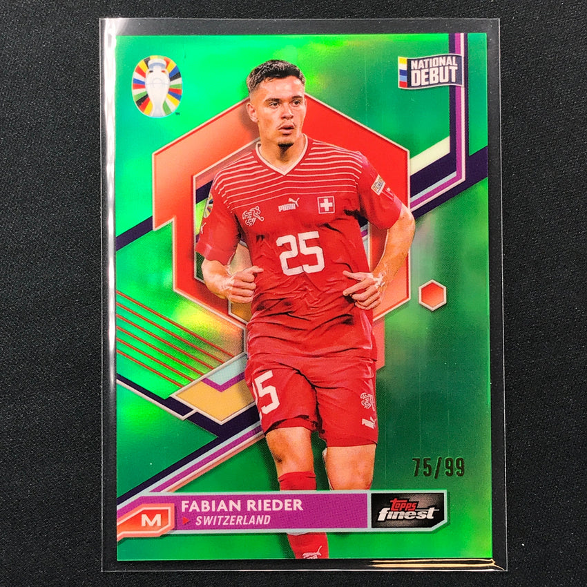 2023 Topps Finest Road To Uefa Fabian Rieder Base Green 75/99