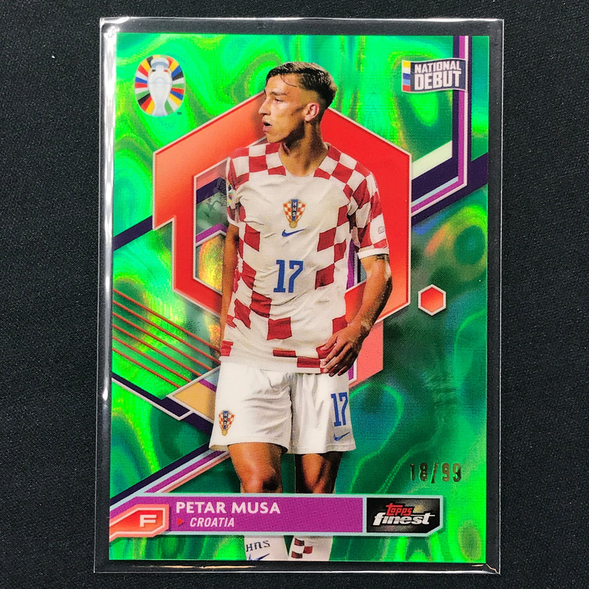2023 Topps Finest Road To Uefa Petar Musa Base Lava Green 18/99