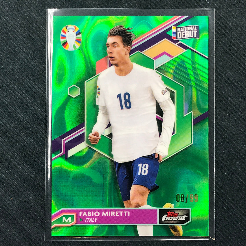 2023 Topps Finest Road To Uefa Fabio Miretti Base Lava Green 8/99