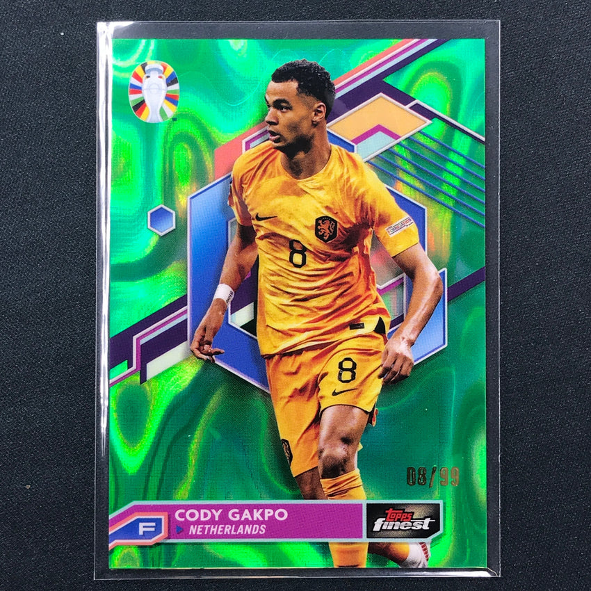 2023 Topps Finest Road To Uefa Cody Gakpo Base Lava Green 8/99