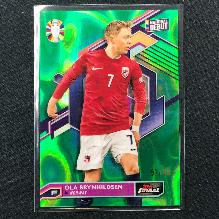 2023 Topps Finest Road To Uefa Ola Brynhildsen Base Lava Green 51/99