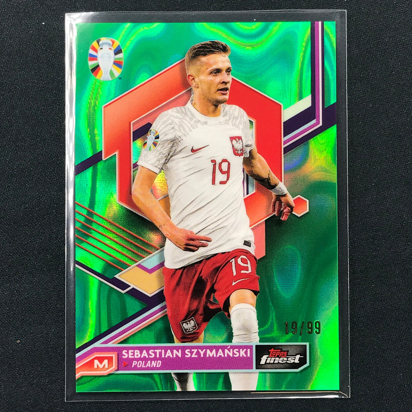 2023 Topps Finest Road To Uefa Sebastian Szymanski Base Lava Green 19/99