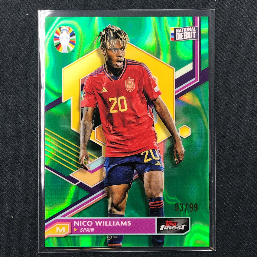 2023 Topps Finest Road To Uefa Nico Williams Base Lava Green 3/99