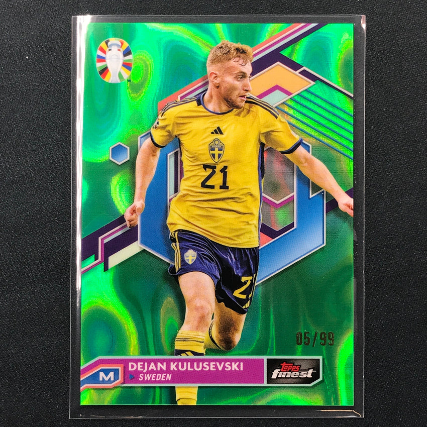 2023 Topps Finest Road To Uefa Dejan Kulusevski Base Lava Green 5/99
