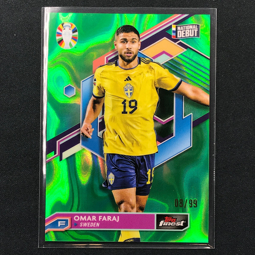 2023 Topps Finest Road To Uefa Omar Faraj Base Lava Green 8/99