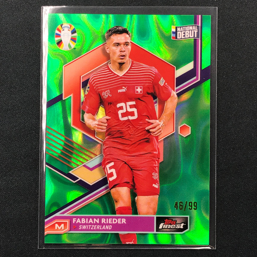 2023 Topps Finest Road To Uefa Fabian Rieder Base Lava Green 46/99
