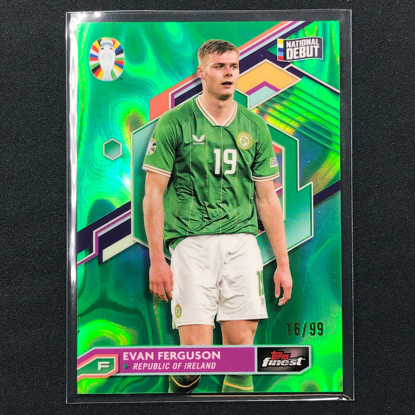 2023 Topps Finest Road To Uefa Evan Ferguson Base Lava Green 16/99