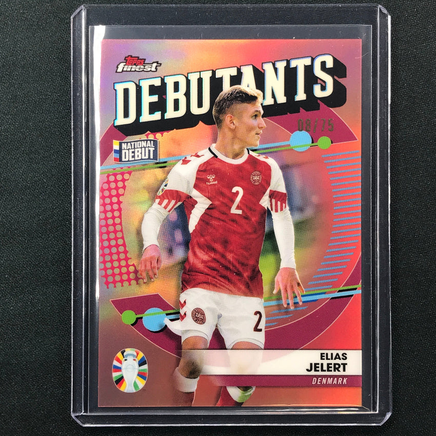 2023 Topps Finest Road To Uefa Elias Jelert Finest Debutants Rose Gold 8/75