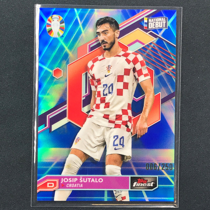 2023 Topps Finest Road To Uefa Josip Sutalo Base Blue Aqua Vaporwave 6/250