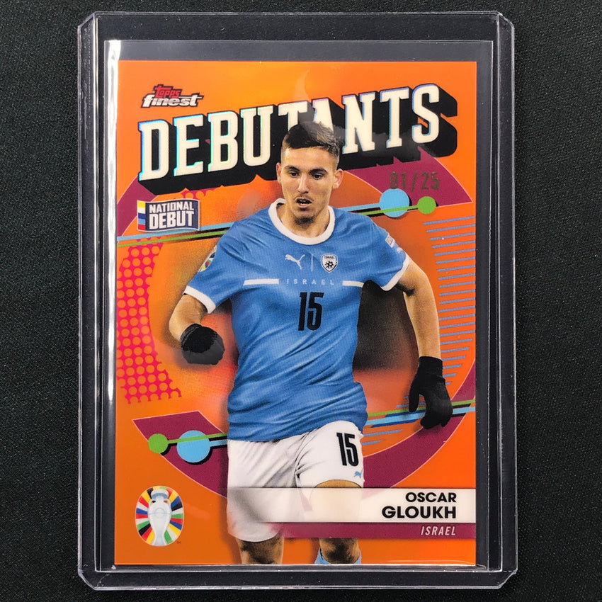 2023 Topps Finest Road To Uefa Oscar Gloukh Finest Debutants Orange 1/25