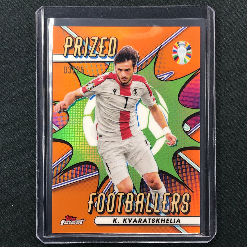 2023 Topps Finest Road To Uefa Khvicha Kvaratskhelia Prized Orange 3/25