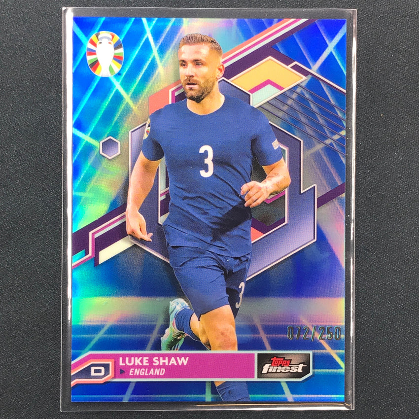 2023 Topps Finest Road To Uefa Luke Shaw Base Blue Aqua Vaporwave 72/250