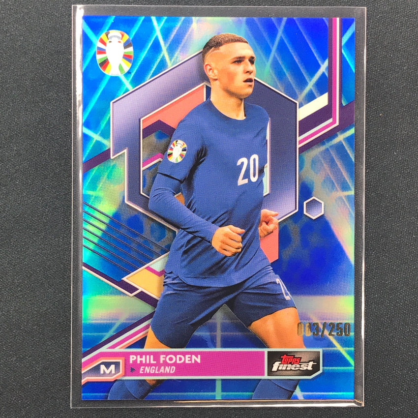2023 Topps Finest Road To Uefa Phil Foden Base Blue Aqua Vaporwave 3/250
