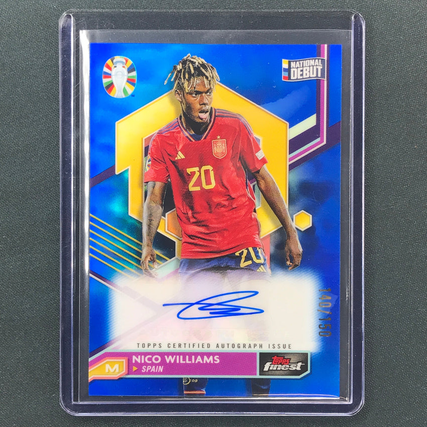 2023 Topps Finest Road To Uefa Nico Williams Base Auto Blue 140/150