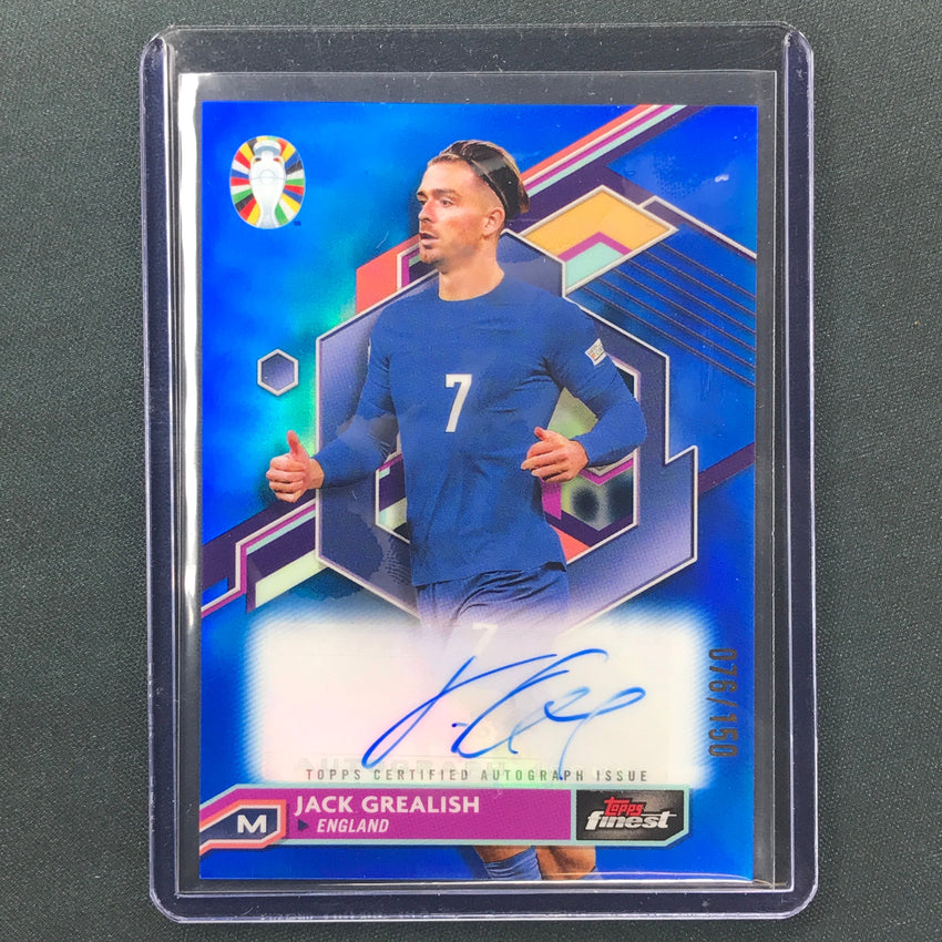 2023 Topps Finest Road To Uefa Jack Grealish Base Auto Blue 76/150