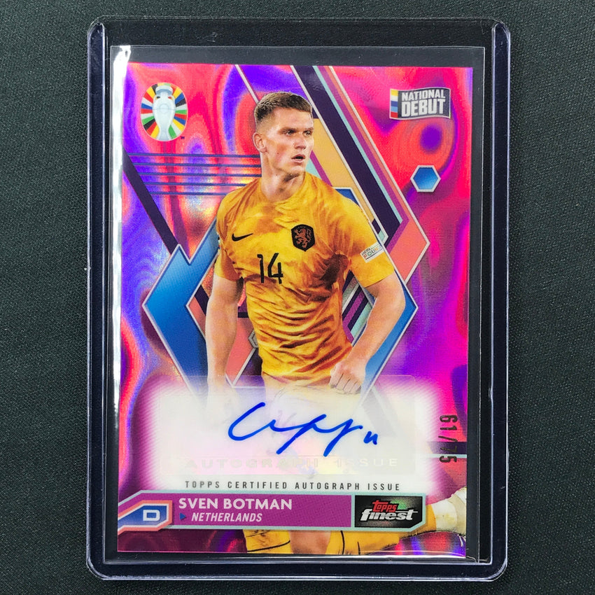 2023 Topps Finest Road To Uefa Sven Botman Base Auto Fuchsia Lava 61/75