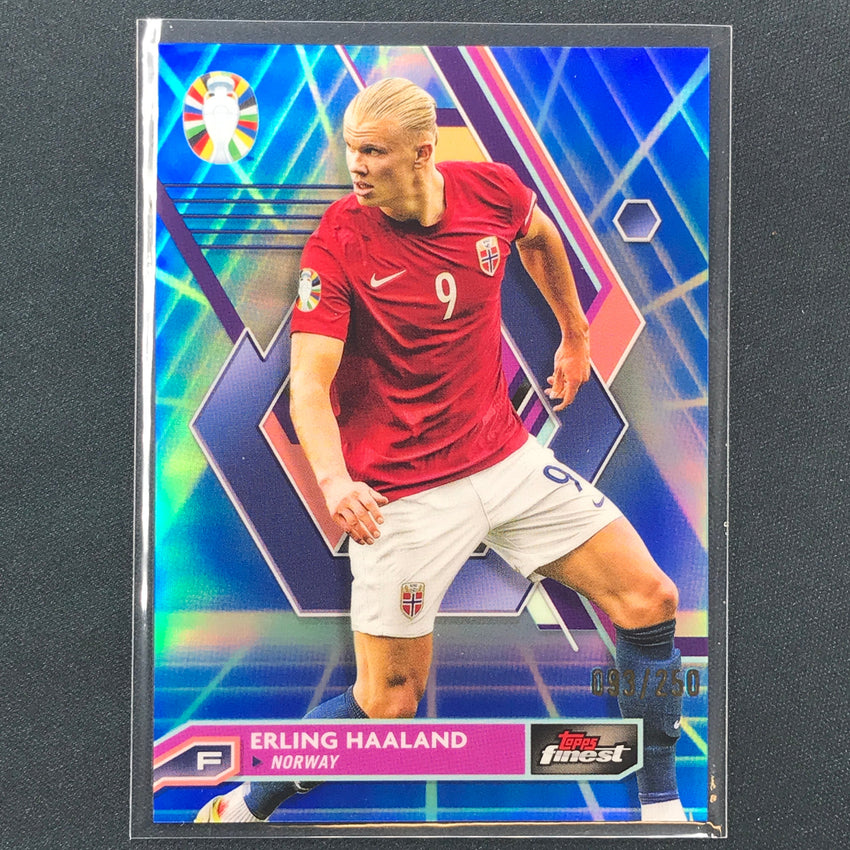 2023 Topps Finest Road To Uefa Erling Haaland Base Blue Aqua Vaporwave 93/250