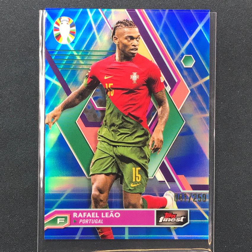 2023 Topps Finest Road To Uefa Rafael Leao Base Blue Aqua Vaporwave 41/250